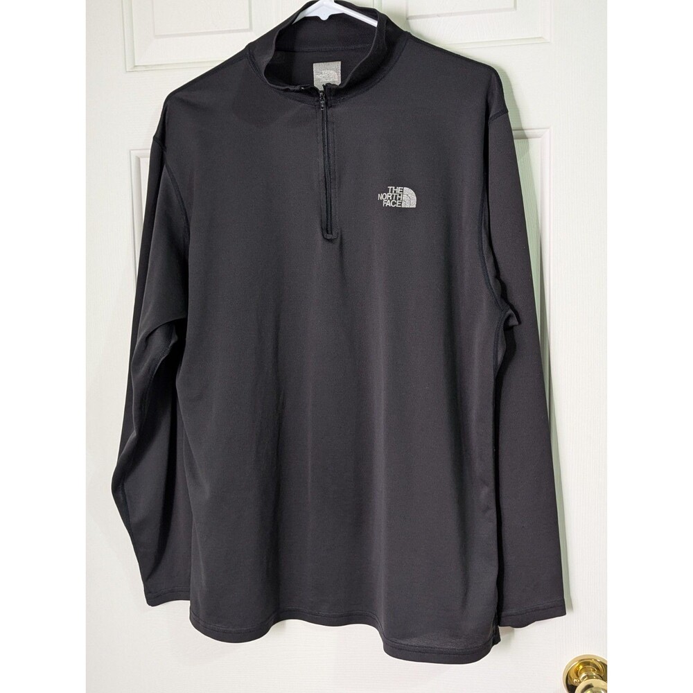 VTG North Face L/S Pullover T-Shirt Mens XL Black 1/4 Zip Mock Neck Outdoors USA